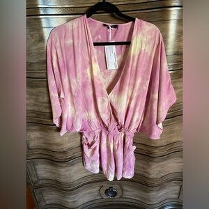 YANAK pink romper Size S NWT terry romper ‼️